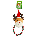 Hondenspeelgoed Rendier met kerstmuts en Flosstouw
