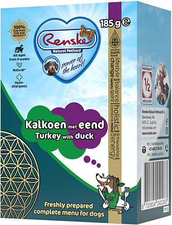 Renske Vers hondenvoer Kalkoen met Eend 185 gr